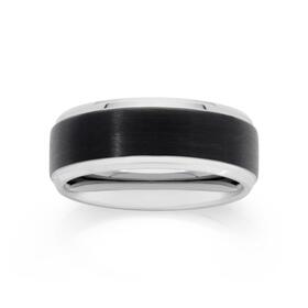 M%2BY+Tungsten+Carbide+Matte+Black+%26+Silver+Plate+Edge+Ring