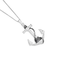 Silver-Large-Anchor-Rope-Pendant on sale