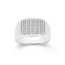 Silver-5-Line-CZ-Large-Gents-Ring on sale