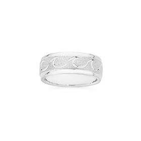 Sterling-Silver-85mm-Satin-Wave-Centre-Gents-Ring on sale