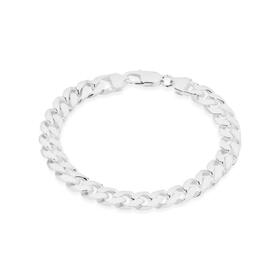 Sterling+Silver+21cm+Solid+Oval+Curb+Gents+Bracelet