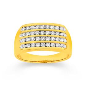 9ct-Gold-Diamond-Channel-Set-Mens-Ring on sale