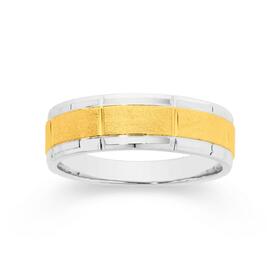 Sterling-Silver9ct-Gold-Brushed-Centre-Gents-Ring on sale