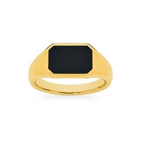 9ct+Gold+Black+Agate+Signet+Ring