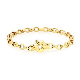 9ct+Gold+19cm+Solid+Belcher+Bolt+Ring+Bracelet