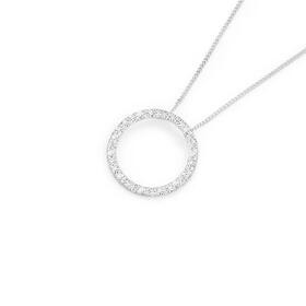 Sterling-Silver-Cubic-Zirconia-15mm-Fine-Open-Circle-Pendant on sale