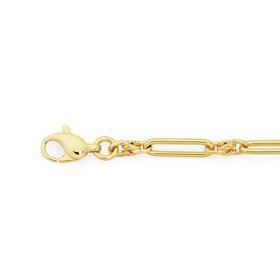 9ct+Gold+19cm+Solid+Fancy+Knot+Paperclip+Bracelet