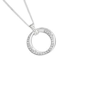 Silver+CZ+%26+Plain+Overlap+Circle+Pendant