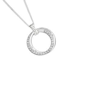 Sterling-Silver-Cubic-Zirconia-Plain-Overlap-Circle-Pendant on sale
