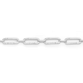 Sterling-Silver-Cubic-Zirconia-Retro-Loop-Bracelet on sale