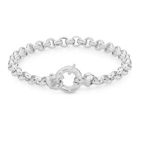 Italian-Sterling-Silver-19cm-Bolt-Ring-Belcher-Bracelet on sale