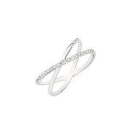 Sterling+Silver+Cubic+Zirconia+Fine+Crossover+Ring