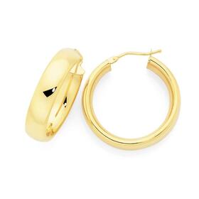 9ct+Gold+20mm+Hoop+Earrings