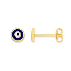 9ct+Gold+Enamel+Evil+Eye+Stud+Earrings