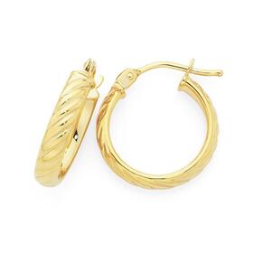 9ct+Gold+3x10mm+Twist+Hoop+Earrings