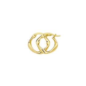 9ct+Gold+10mm+Ribbon+Twist+Hoop+Earrings