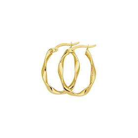 9ct+Gold+Oval+Ribbon+Twist+Hoop+Earrings