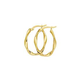 9ct-Gold-Oval-Ribbon-Twist-Hoop-Earrings on sale