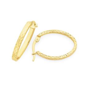 9ct+Gold+20mm+Diamond-cut+Hoop+Earrings