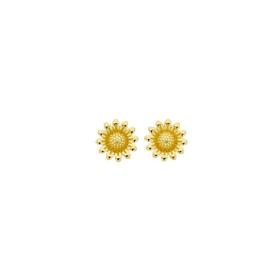 9ct+Gold+Sunflower+Stud+Earrings