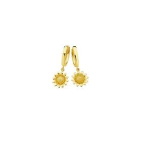9ct-Gold-Sunflower-Drop-Huggie-Earrings on sale