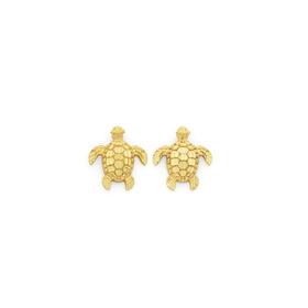 9ct+Gold+Sea+Turtle+Stud+Earrings