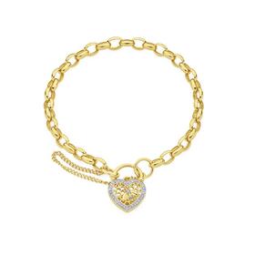 9ct-Gold-19cm-Solid-Belcher-Diamond-Padlock-Bracelet on sale
