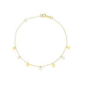 9ct+Gold+19cm+Multi+Mother+of+Pearl+and+Disc+Trace+Bracelet