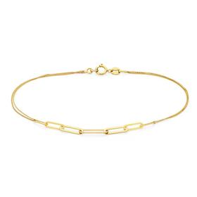 9ct+Gold+19cm+Paperclip+%26+Curb+Double+Strand+Bracelet