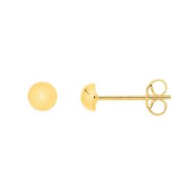 9ct+Gold+4mm+Half+Dome+Stud+Earrings