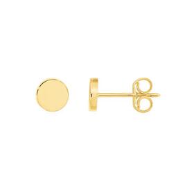 9ct+Gold+4.5mm+Mini+Disc+Stud+Earrings