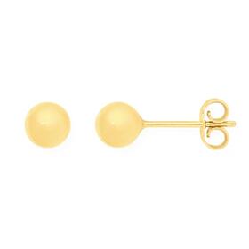 9ct+Gold+5mm+Polished+Ball+Stud+Earrings