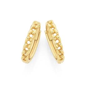 9ct-Gold-Curb-Link-Huggie-Earrings on sale