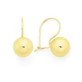 9ct+Gold+8mm+Euroball+Earrings