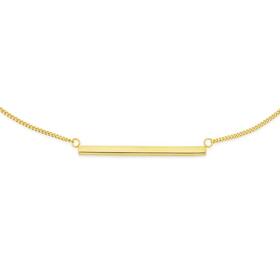 9ct+Gold+45cm+Solid+Curb+Fine+Bar+Necklet