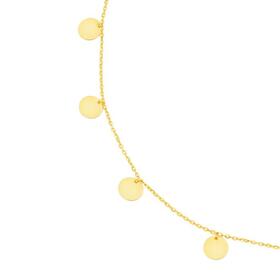 9ct+Gold+45cm+Solid+Multi+Disc+Drop+Necklet