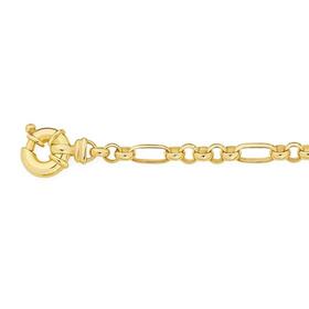 9ct-Gold-185cm-Solid-Belcher-Figaro-Bolt-Ring-Bracelet on sale