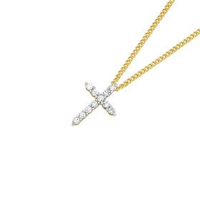 Alora+10ct+Gold+1%2F4+Carat+TW+Lab+Grown+Diamond+Cross+Pendant