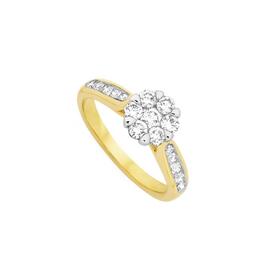 Alora+10ct+Gold+3%2F4+Carat+TW+Lab+Grown+Diamond+Cluster+Ring