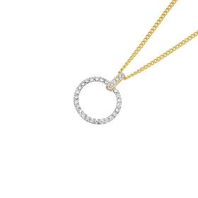 Alora+10ct+Gold+1%2F4+Carat+TW+Lab+Grown+Diamond+Circle+Pendant