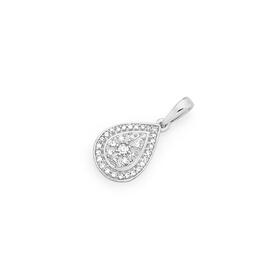 9ct+White+Gold+Diamond+Pear+Shape+Pendant