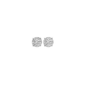 9ct+White+Gold+Diamond+Sparkle+Cluster+Stud+Earrings