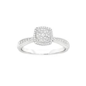 9ct-White-Gold-Diamond-Cushion-Shape-Ring on sale