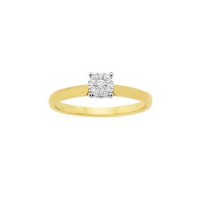 9ct+Gold+Diamond+Cluster+Ring