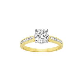 9ct+Gold+Diamond+Cluster+Ring