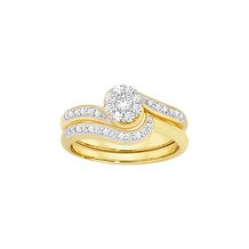 9ct+Gold+Diamond+Bridal+Set