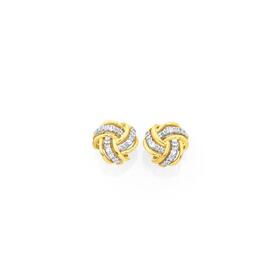 9ct+Gold+Diamond+Knot+Stud+Earrings