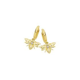 9ct-Gold-Diamond-Bee-Drop-Huggie-Earrings on sale
