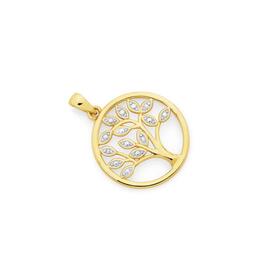 9ct+Gold+Diamond+Tree+of+Life+Pendant