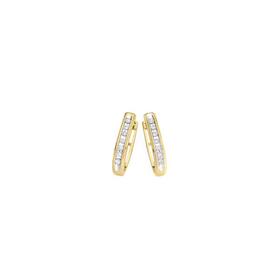 9ct+Gold+Diamond+Nick+Set+Huggie+Earrings